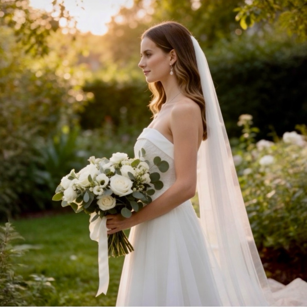 St Tropez White Strapless Wedding Dress by David’s Bridal